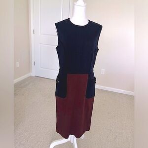 EUC Tory Burch Navy and Burgundy Briana Sleeveless Dress Size Medium